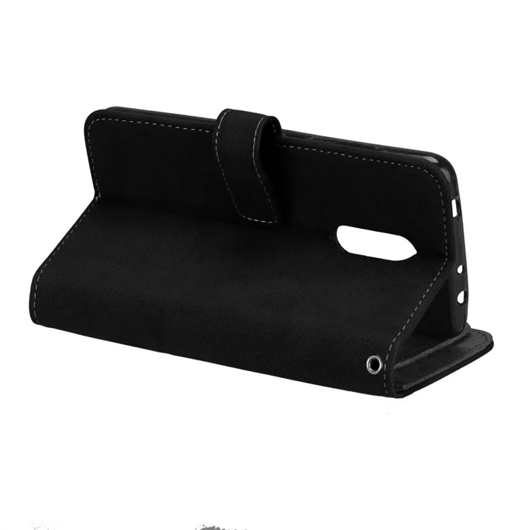 Matte Surface 9 Card Slots Leather Wallet Case for Xiaomi Redmi 5 - Black