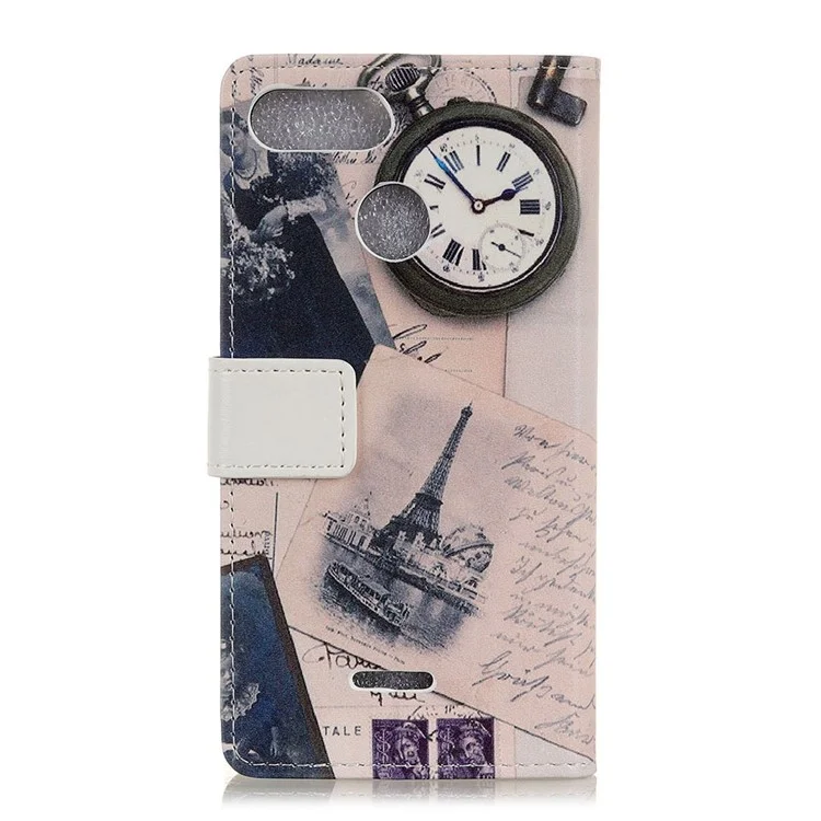 Pattern Printing Stand Wallet Leather Protection Case for Xiaomi Redmi 6 (Dual Camera: 12MP+5MP) - Eiffel Tower and Quill-pen
