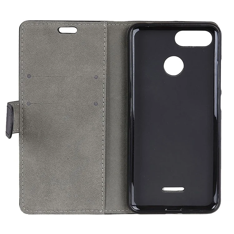 For Xiaomi Redmi 6 (Dual Camera: 12MP+5MP) Folio Flip Leather Wallet Phone Shell with Stand - Black