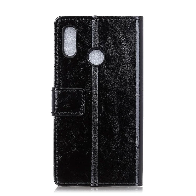 Crazy Horse Texture Wallet Stand Leather Phone Cover for Xiaomi Mi A2 Lite / Redmi 6 Pro - Black