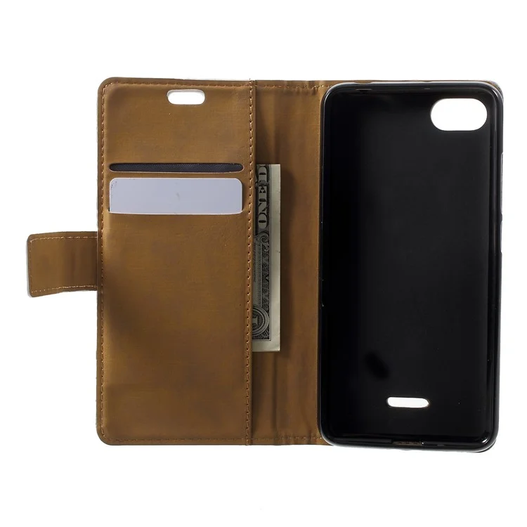 Pattern Printing Leather Wallet Stand Case for Xiaomi Redmi 6A - US Flag and Cat Holding Heart