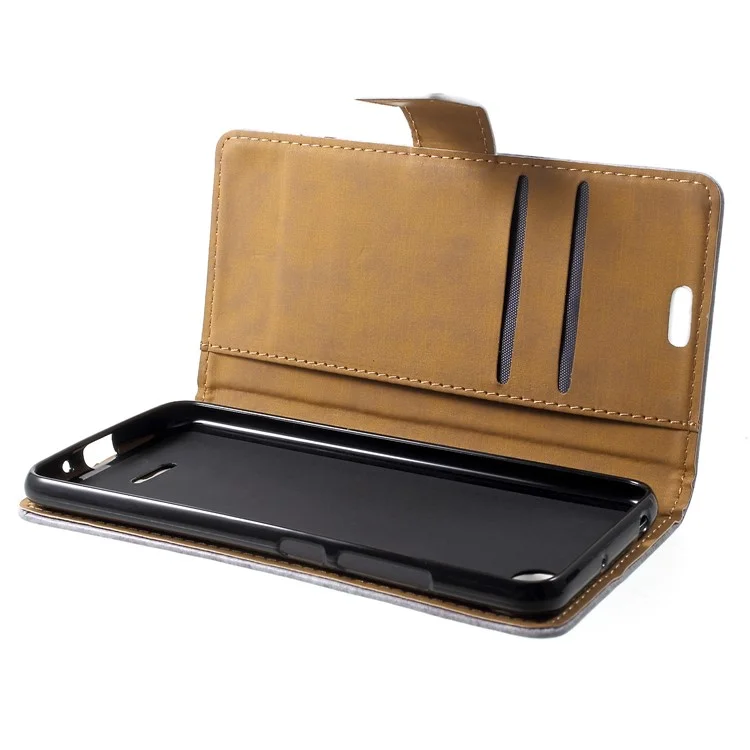 Pattern Printing Leather Wallet Stand Case for Xiaomi Redmi 6A - US Flag and Cat Holding Heart