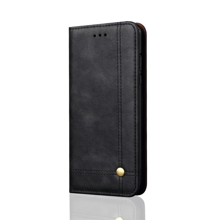 Auto-absorbed Crazy Horse Retro Leather Wallet Stand Case for Xiaomi Mi 8 SE (5.88-inch) - Black