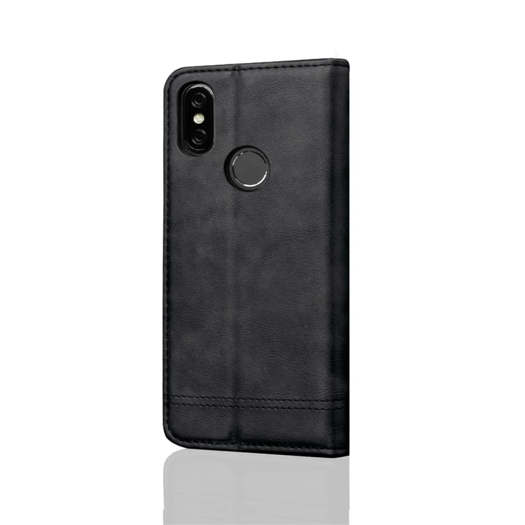 Auto-absorbed Crazy Horse Retro Leather Wallet Stand Case for Xiaomi Mi 8 SE (5.88-inch) - Black