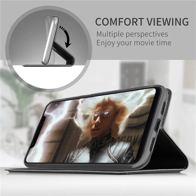 Auto-absorbed Leather Card Holder Case with Stand for Xiaomi Mi 8 (6.21-inch) - Black