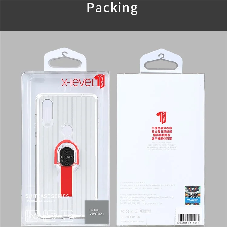 X-LEVEL Finger Ring Kickstand TPU + PC Hybrid Cover Shell for Xiaomi Mi Mix 2s (Built-in Magnetic Metal Sheet) - Red