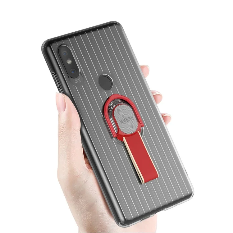 X-LEVEL Finger Ring Kickstand TPU + PC Hybrid Cover Shell for Xiaomi Mi Mix 2s (Built-in Magnetic Metal Sheet) - Red