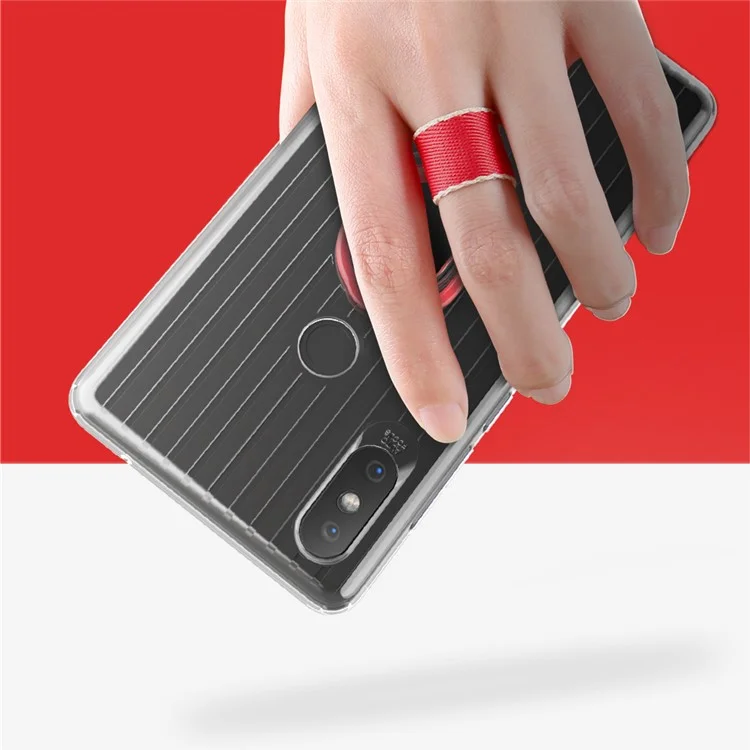 X-LEVEL Finger Ring Kickstand TPU + PC Hybrid Cover Shell for Xiaomi Mi Mix 2s (Built-in Magnetic Metal Sheet) - Red
