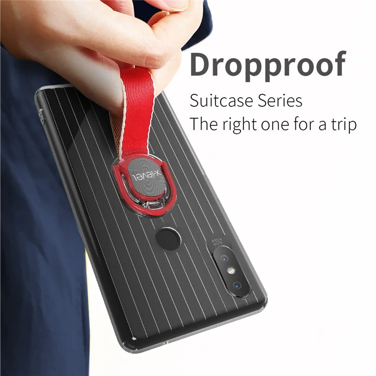 X-LEVEL Finger Ring Kickstand TPU + PC Hybrid Cover Shell for Xiaomi Mi Mix 2s (Built-in Magnetic Metal Sheet) - Red