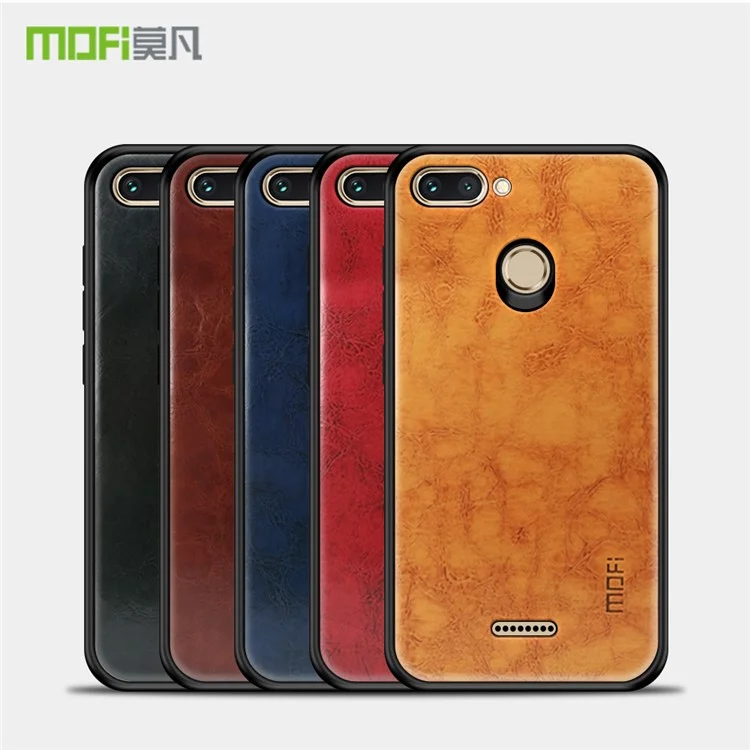 MOFI PU Leather Coated PC + TPU Hybrid Phone Case for Xiaomi Redmi 6 (Dual Camera: 12MP+5MP) - Black