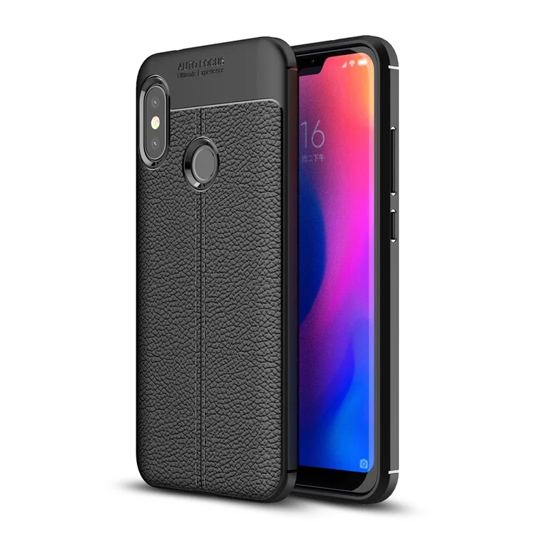 Litchi Texture TPU Mobile Phone Casing for Xiaomi Mi A2 Lite / Redmi 6 Pro - Black