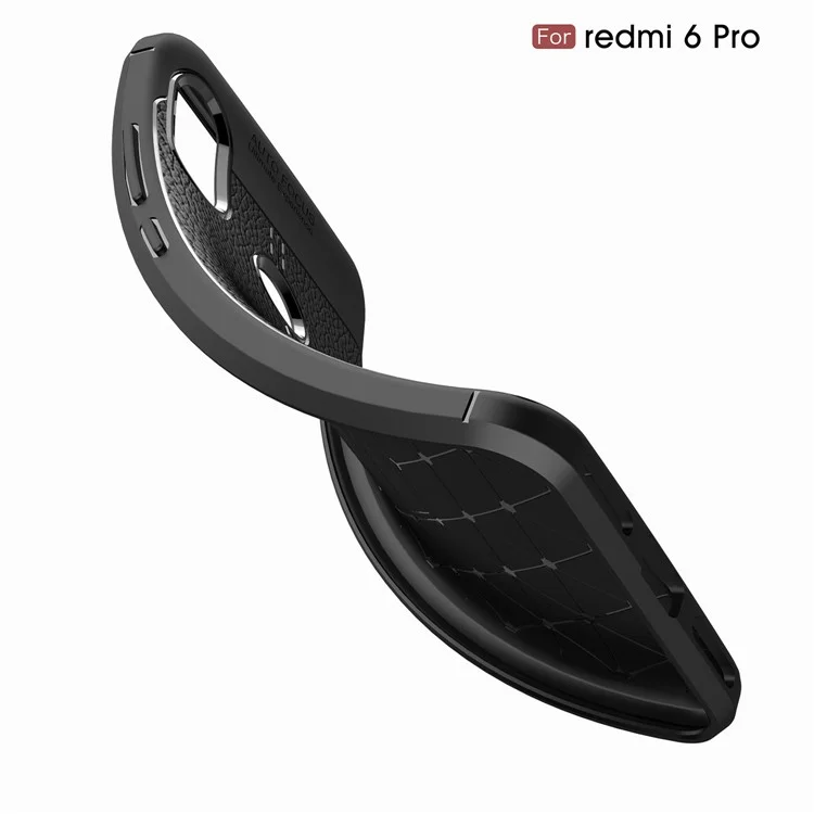 Litchi Texture TPU Mobile Phone Casing for Xiaomi Mi A2 Lite / Redmi 6 Pro - Black