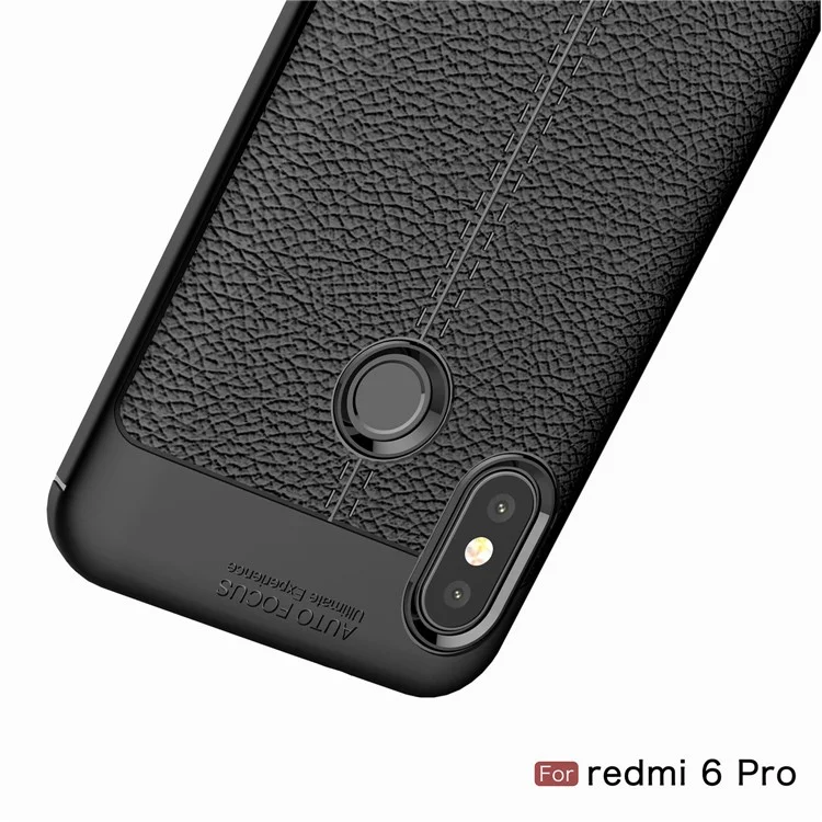 Litchi Texture TPU Mobile Phone Casing for Xiaomi Mi A2 Lite / Redmi 6 Pro - Black