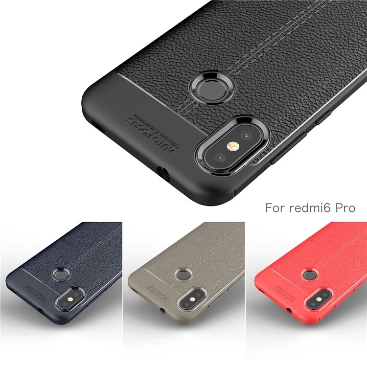 Litchi Texture TPU Mobile Phone Casing for Xiaomi Mi A2 Lite / Redmi 6 Pro - Black