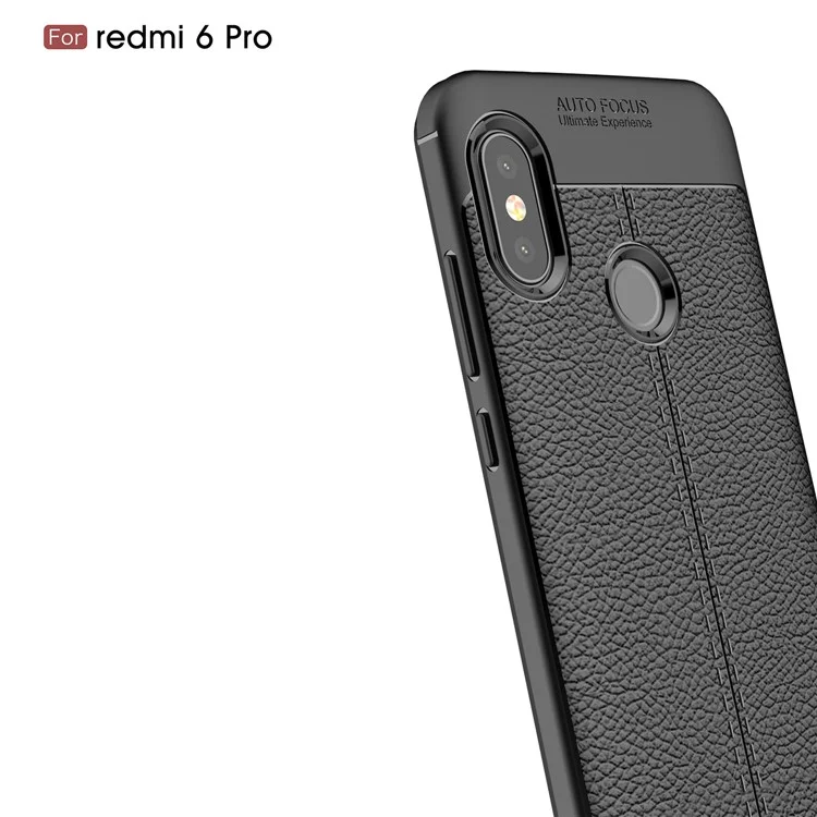 Litchi Texture TPU Mobile Phone Casing for Xiaomi Mi A2 Lite / Redmi 6 Pro - Black