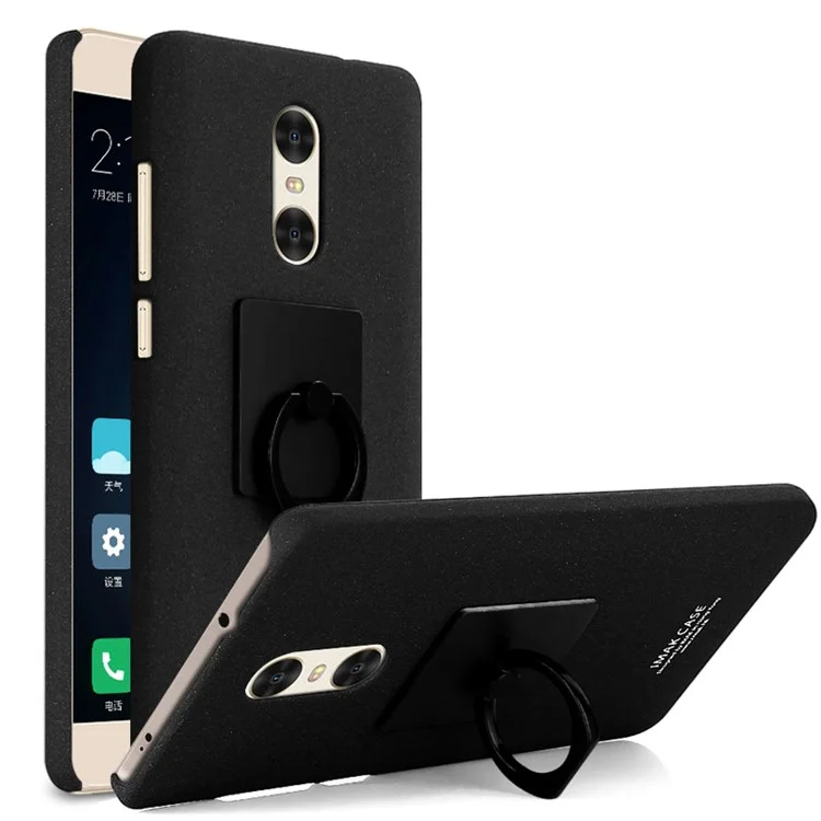 IMAK Finger Ring Holder Stand Matte PC Case for Xiaomi Redmi Pro - Black