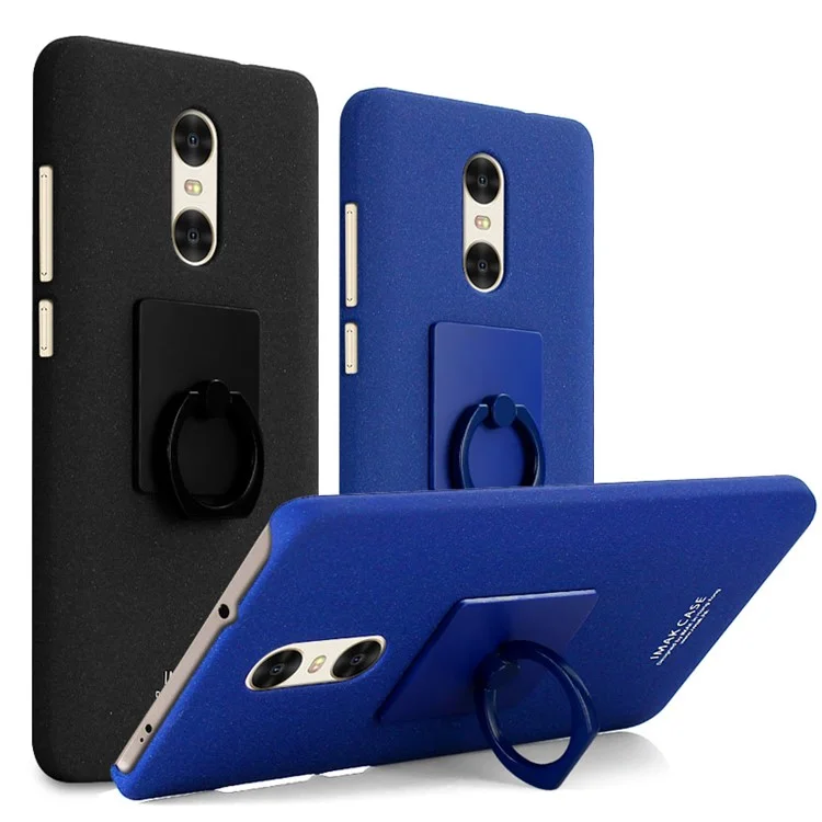 IMAK Finger Ring Holder Stand Matte PC Case for Xiaomi Redmi Pro - Black