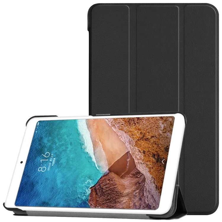 Cassa Intelligente In Pelle Stand Tri-fold Per Xiaomi MI Pad 4 - Nero