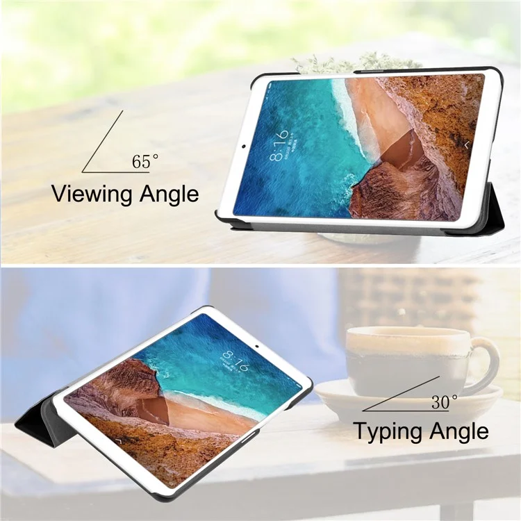 Cassa Intelligente In Pelle Stand Tri-fold Per Xiaomi MI Pad 4 - Nero