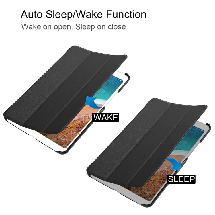 Cassa Intelligente In Pelle Stand Tri-fold Per Xiaomi MI Pad 4 - Nero