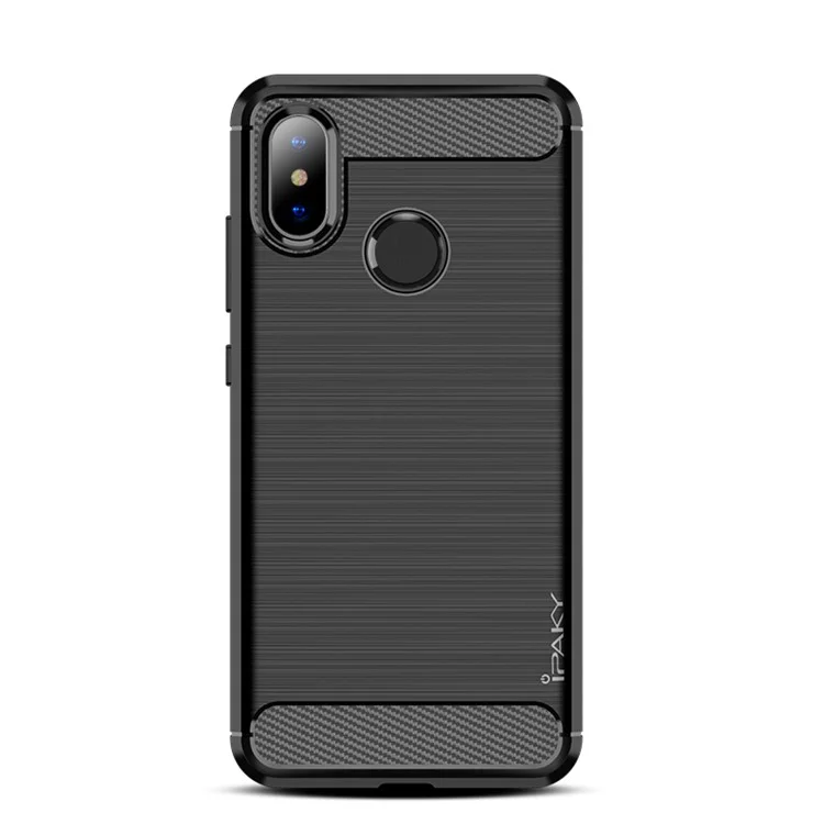 IPAKY Carbon Fiber Texture Brushed TPU Phone Case for Xiaomi Mi 8 (6.21-inch) - Black