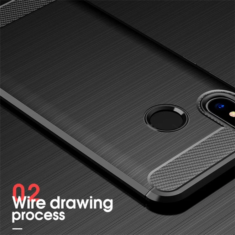 IPAKY Carbon Fiber Texture Brushed TPU Phone Case for Xiaomi Mi 8 (6.21-inch) - Black