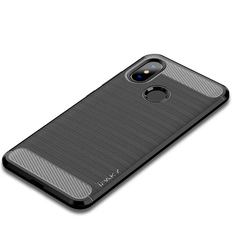IPAKY Carbon Fiber Texture Brushed TPU Phone Case for Xiaomi Mi 8 SE (5.88-inch) - Black