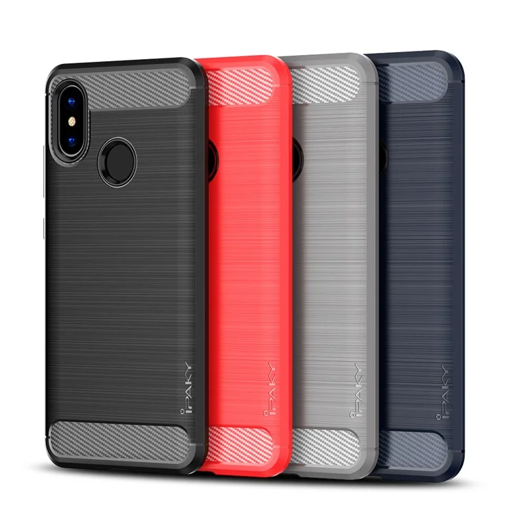 IPAKY Carbon Fiber Texture Brushed TPU Phone Case for Xiaomi Mi 8 SE (5.88-inch) - Black