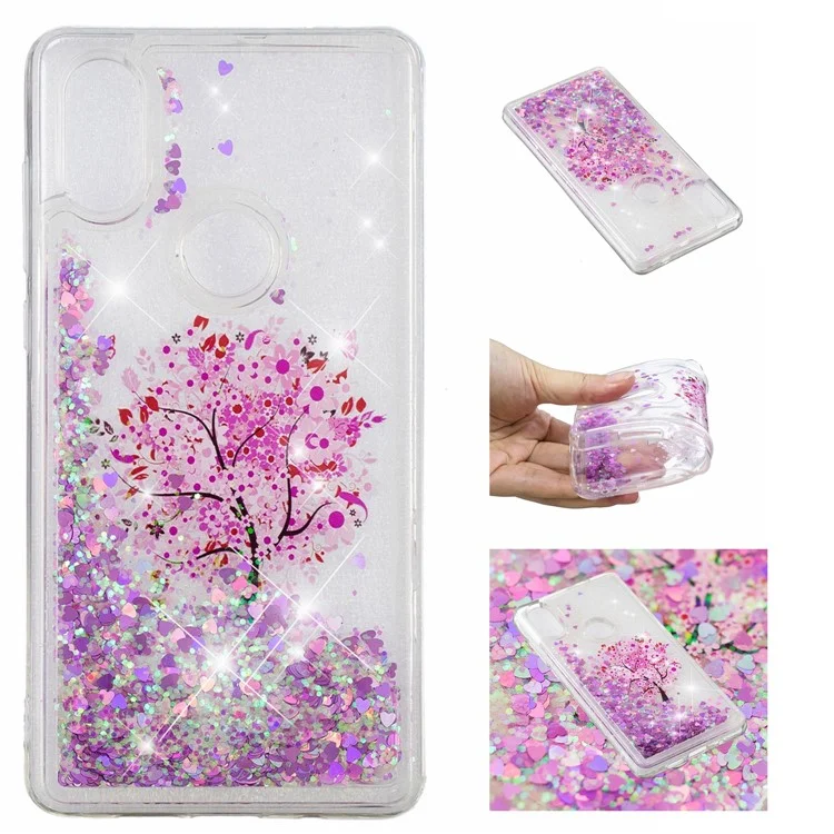 Pattern Printing Dynamic Glitter Powder Sequins TPU Case for Xiaomi Mi Mix 2s - Flowered Tree