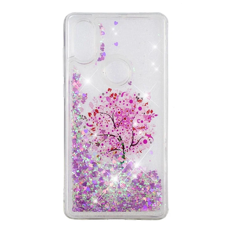 Pattern Printing Dynamic Glitter Powder Sequins TPU Case for Xiaomi Mi Mix 2s - Flowered Tree