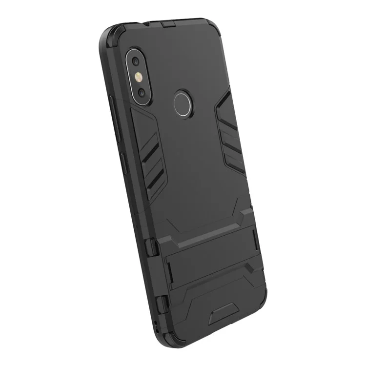 PC a Prueba de Choque + TPU Hybrid Kickstand Telep Corta de Carcasa Para Xiaomi Mi A2 Lite / Redmi 6 Pro - Negro