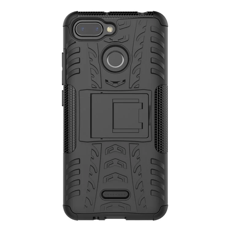 Anti-slip PC + TPU Hybrid Case with Kickstand for Xiaomi Redmi 6 (Dual Camera: 12MP+5MP) - Black