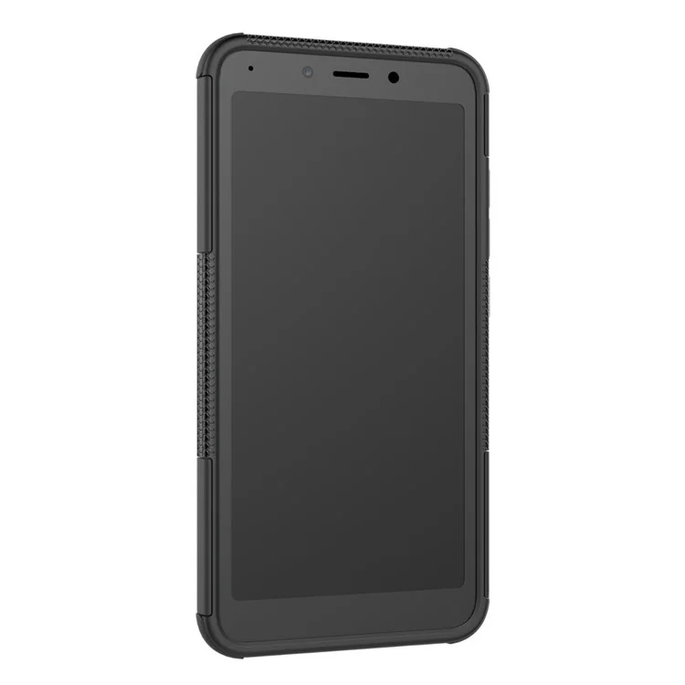 Anti-slip PC + TPU Hybrid Case with Kickstand for Xiaomi Redmi 6 (Dual Camera: 12MP+5MP) - Black