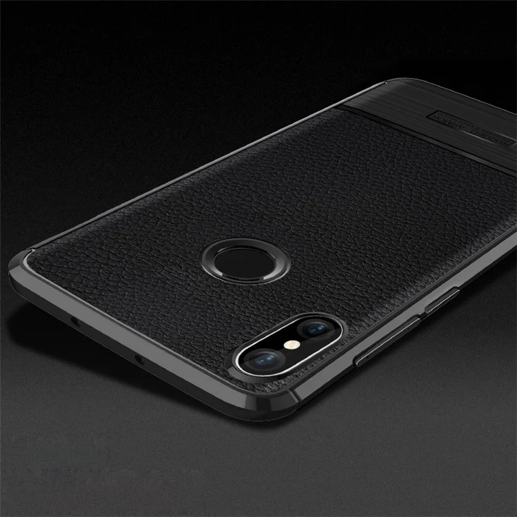 Litchi Texture Brushed TPU Back Case for Xiaomi Mi 8 (6.21-inch) - Black