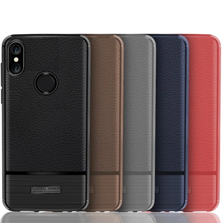 Litchi Texture Brushed TPU Back Case for Xiaomi Mi 8 (6.21-inch) - Black