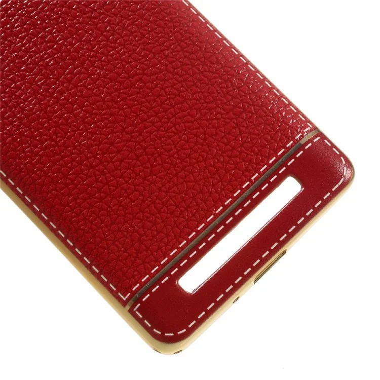 Plated PU Leather Coated TPU Case for Xiaomi Redmi 3s - Red