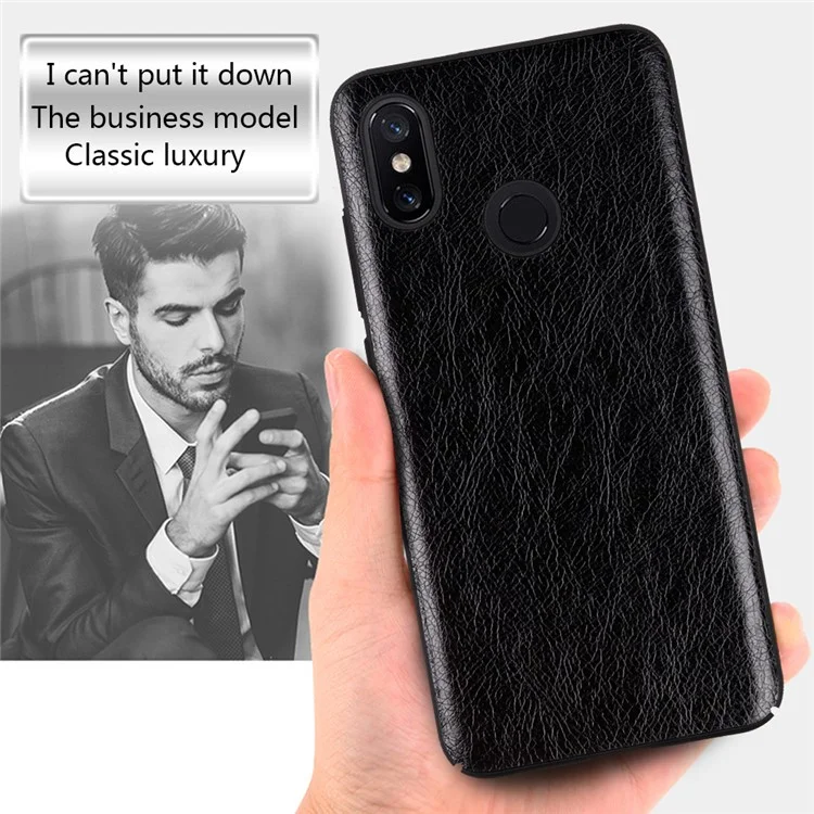Crazy Horse Texture PU Leather Coated PC Back Phone Cover for Xiaomi Mi 8 (6.21-inch) - Black
