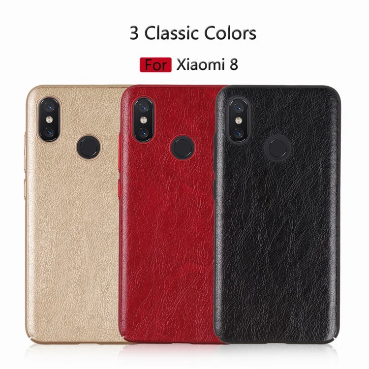 Crazy Horse Texture PU Leather Coated PC Back Phone Cover for Xiaomi Mi 8 (6.21-inch) - Black