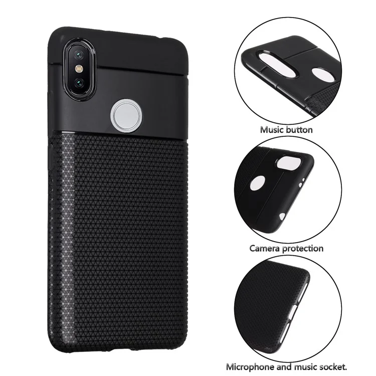 Ultra-thin Anti-slip 0.7mm Splicing Soft TPU Mobile Cover for Xiaomi Redmi S2 / Y2 - Black