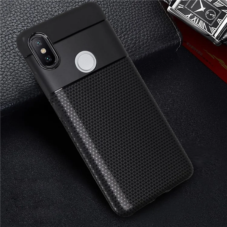 Ultra-thin Anti-slip 0.7mm Splicing Soft TPU Mobile Cover for Xiaomi Redmi S2 / Y2 - Black