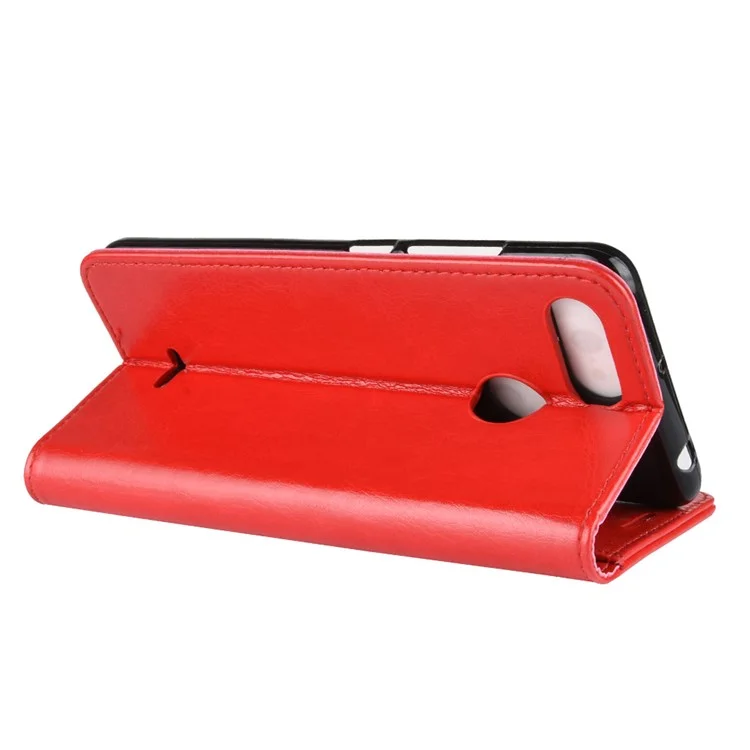 Crazy Horse Magnetic Leder Stand Hülle Für Xiaomi Redmi 6 (dualkamera: 12 Mp+5mp) - Rot