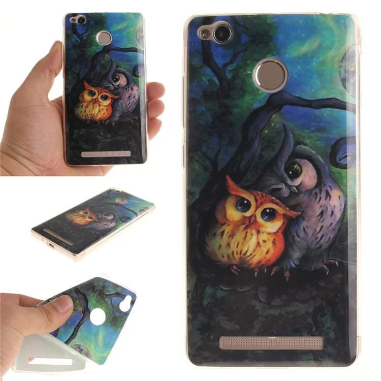 IMD TPU Case Cover for Xiaomi Redmi 3x - Two Owls on Branch Painting