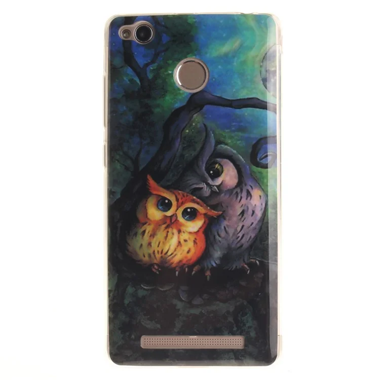 IMD TPU Case Cover for Xiaomi Redmi 3x - Two Owls on Branch Painting