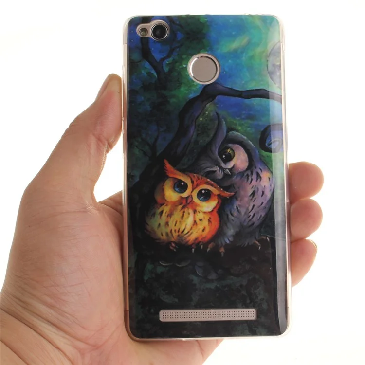 IMD TPU Case Cover for Xiaomi Redmi 3x - Two Owls on Branch Painting