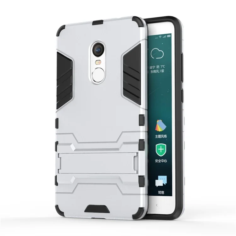 Solid PC + TPU Hybrid Case with Kickstand for Xiaomi Redmi Note 4 - Silver