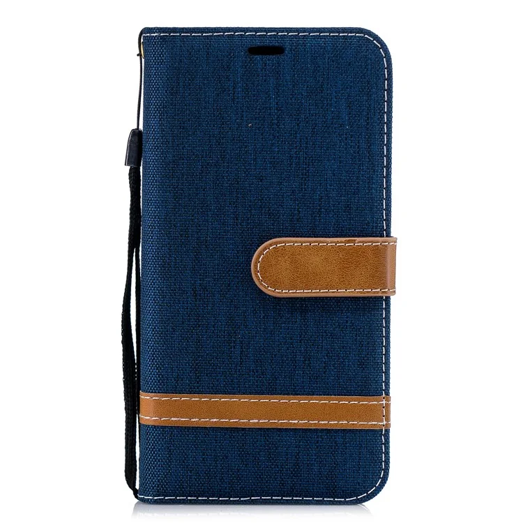 Portafoglio in Pelle di Jeans a Colori Assortiti Per Xiaomi Mi A2 Lite / Redmi 6 Pro - Blu Scuro