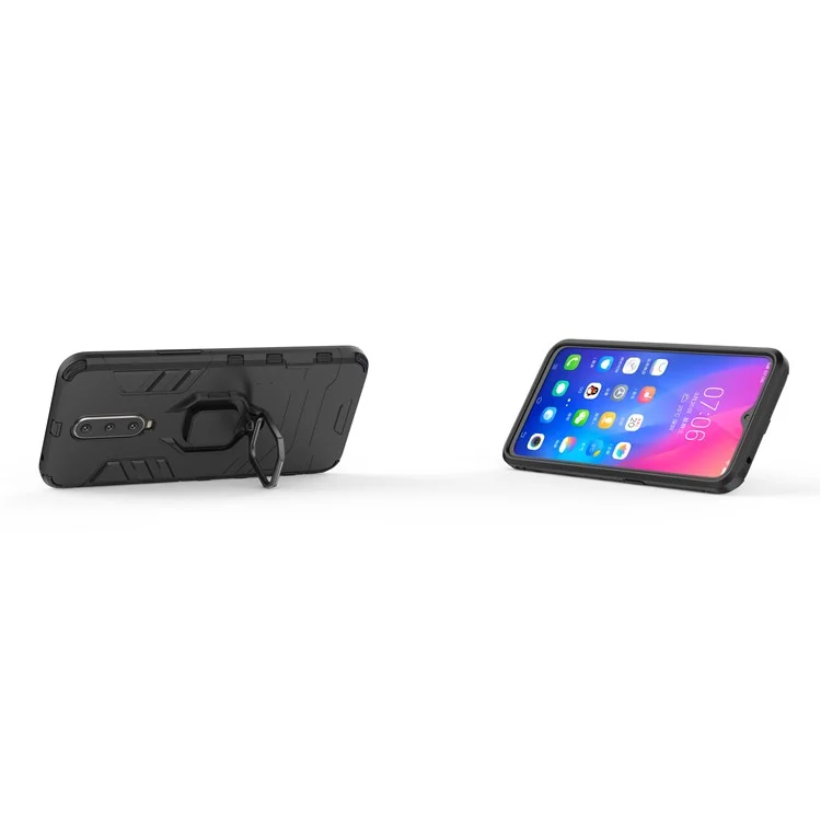 Anel de Dedo Kickstand PC + TPU Combo Celular Casing Casing Para Xiaomi Pocophone F1 / Poco F1 (índia) - Preto