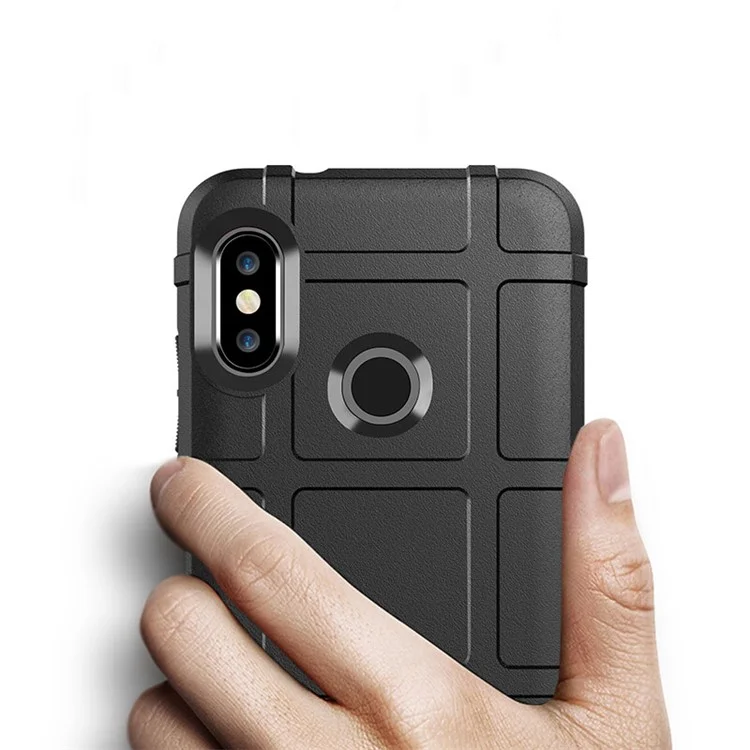 Rugger Shield Anti-schock Square Grid Textur Weiche Tpu-telefonhülle Für Xiaomi Mi A2 Lite / Redmi 6 Pro - Schwarz