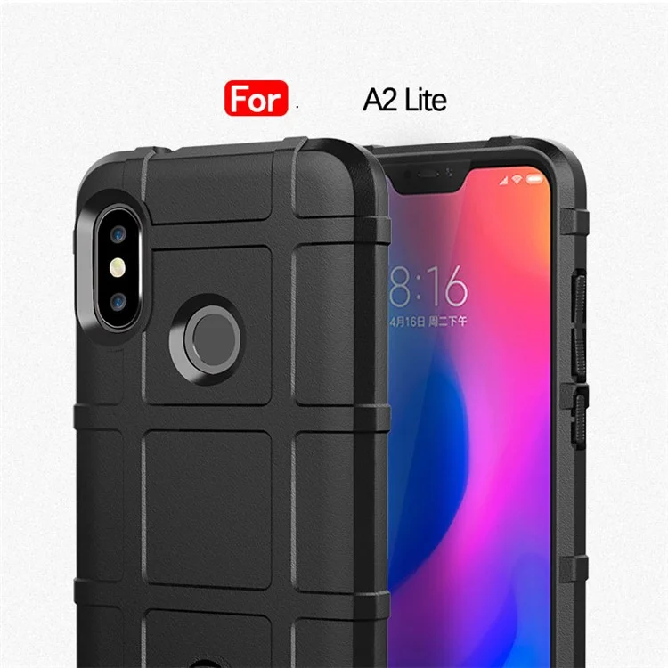 Rugger Shield Anti-schock Square Grid Textur Weiche Tpu-telefonhülle Für Xiaomi Mi A2 Lite / Redmi 6 Pro - Schwarz