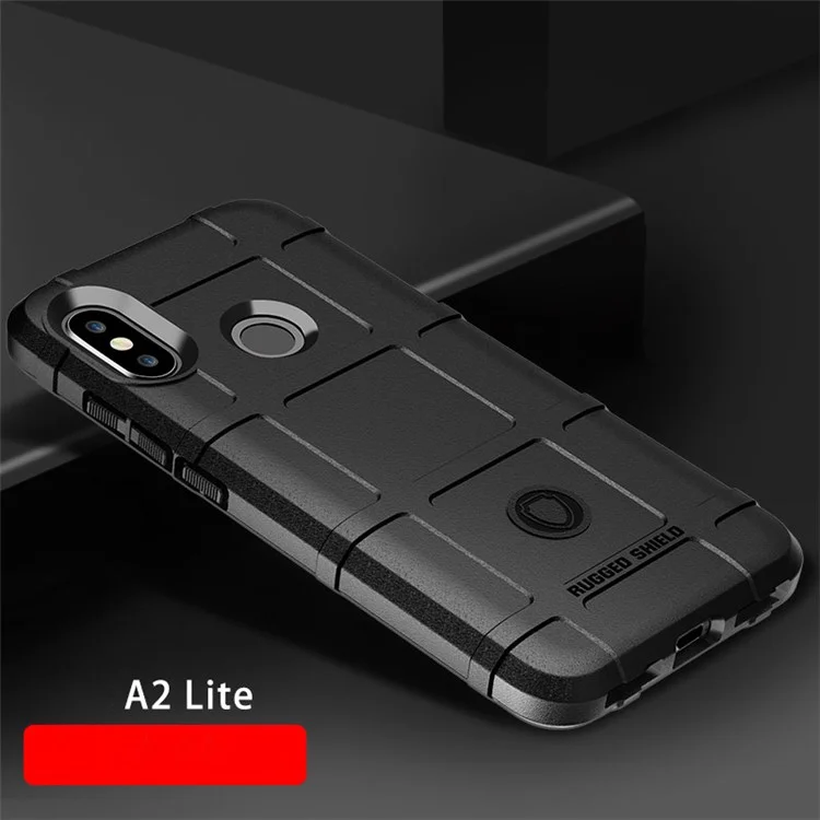 Rugger Shield Anti-shock Square Grid Texture Soft TPU Caixa de Telefone Para Xiaomi Mi A2 Lite / Redmi 6 Pro - Preto